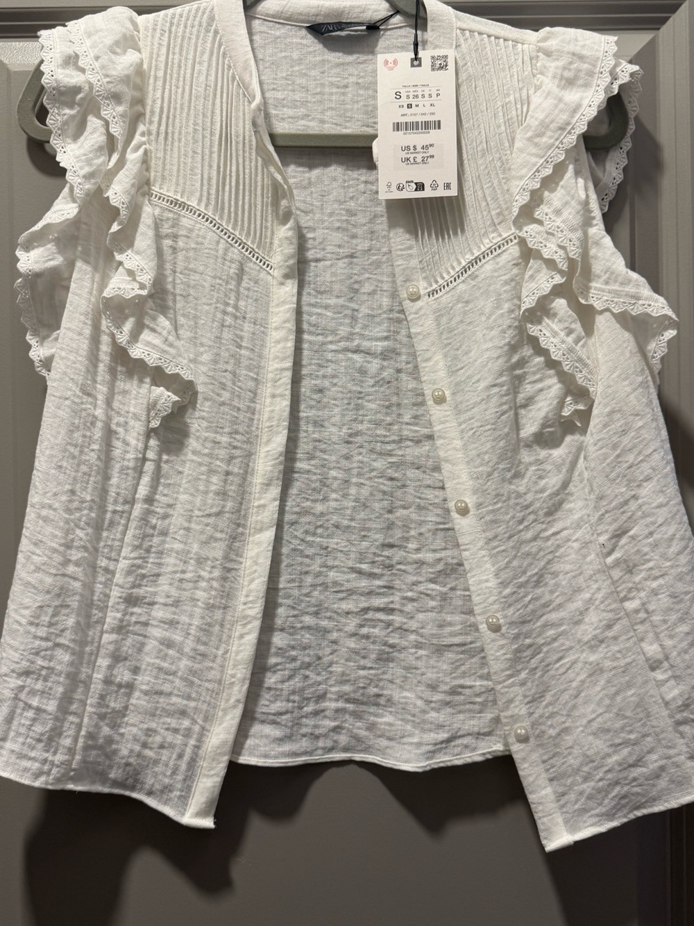 Zara White Flowy Tank Top Blouse